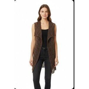 ​Beyond Threads Baby Alpaca Blend Brown Knit Vest Made in Peru Lagenlook Boho M
